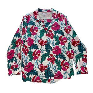 Tommy Bahama Floral Shirt Medium Womens 100%‎ Silk Button Down Hawaiian